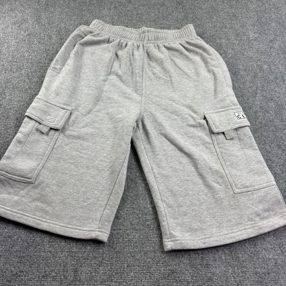 Pro Club Cargo Shorts M Gray Fleece Elastic Waist Pocket Mens